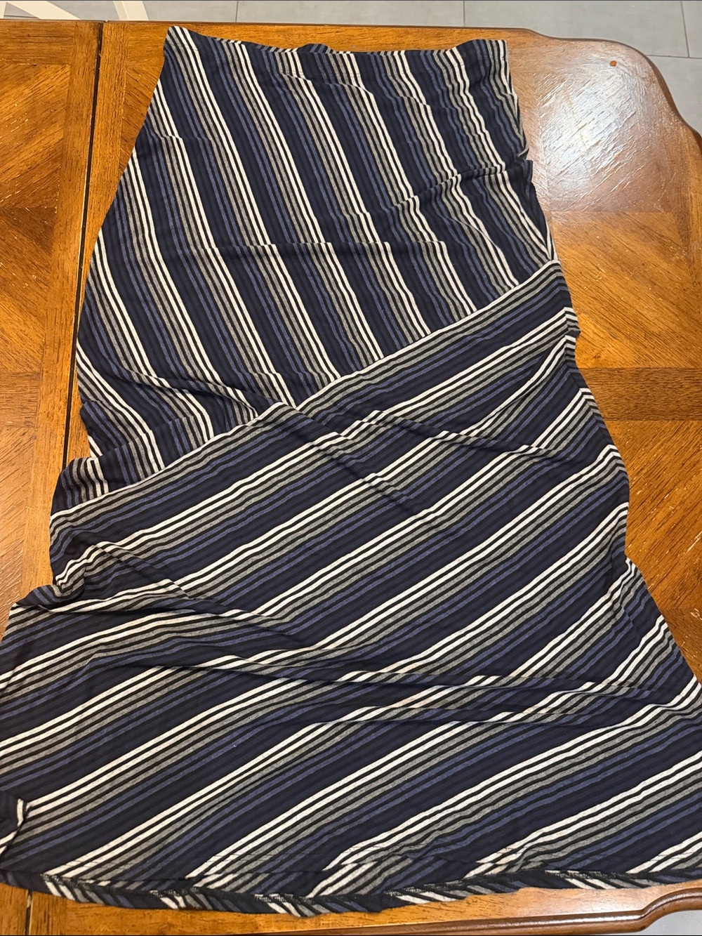 Matty M Navy and White Striped Maxi Skirt